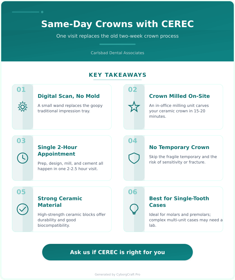 Same-Day Crowns Are Real: How CEREC Replaces Two Weeks and a Goopy Mold in One Visit