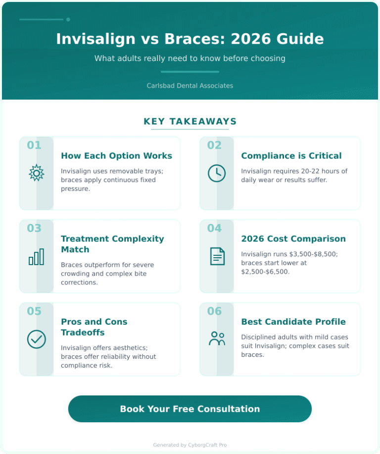 Infographic: Invisalign vs Braces in 2026: The Honest Comparison Adults Keep Searching For - Key concepts and takeaways