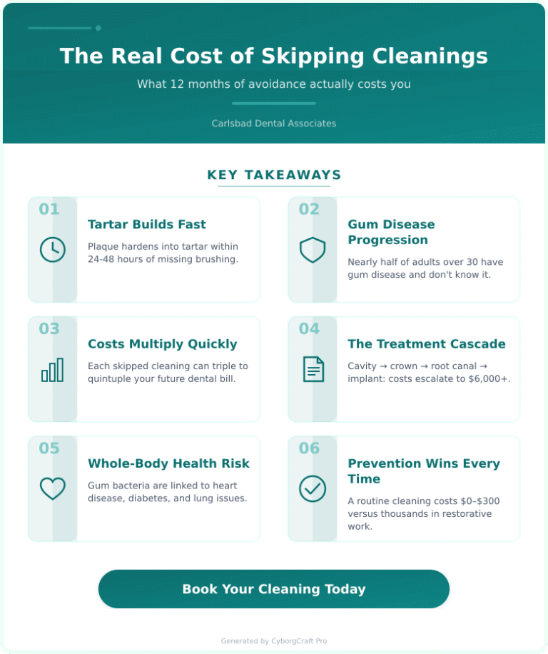 Infographic: The Truth About Skipping Cleanings: What 12 Months of Avoidance Actually Costs You - Key concepts and takeaways